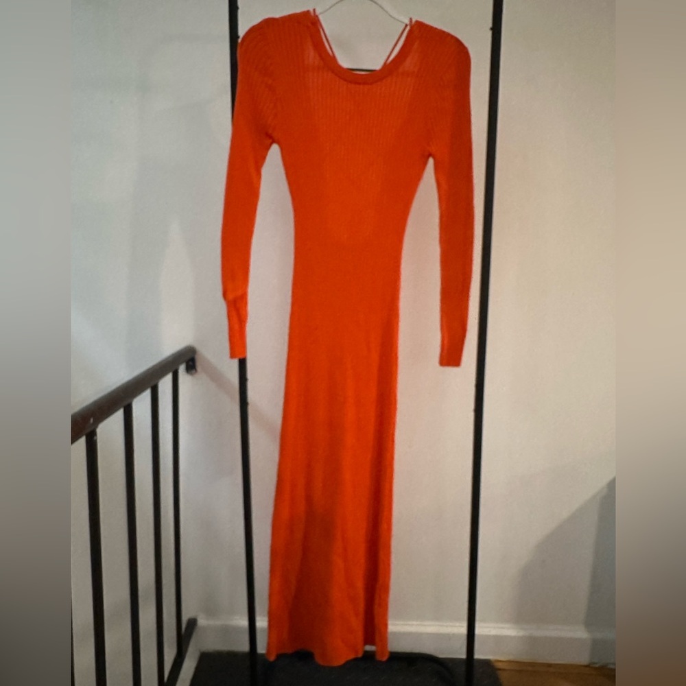 Zara orange sweater dress